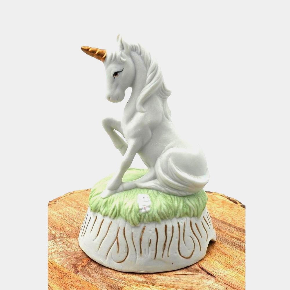 Vintage Demure White Unicorn Fine Porcelain Gold Horn 80s